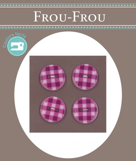 BLISTER 4 BOTONES VICHY 18MM FUCSIA (min. 3 u.)